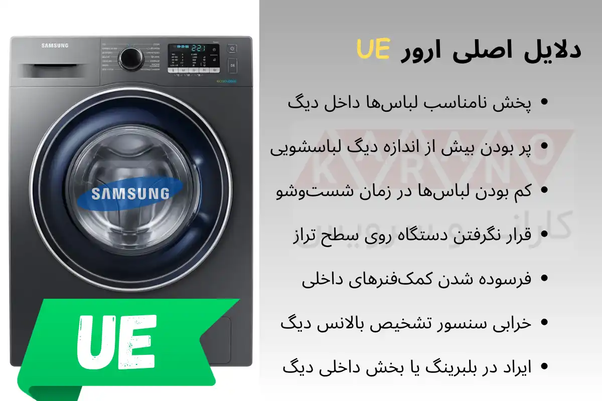 علتهای بوجود آمدن ارور UE لباسشویی سامسونگ