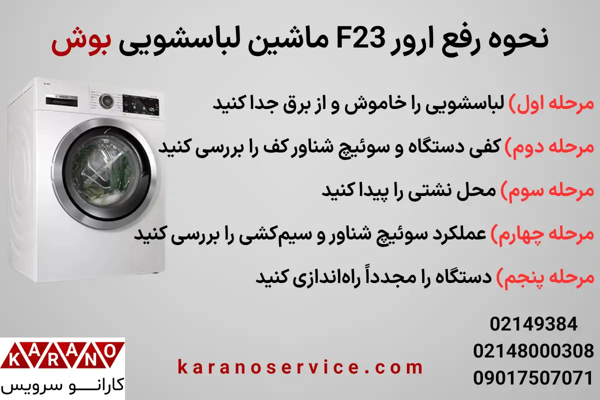 نحوه رفع ارور F23 ماشین لباسشویی بوش